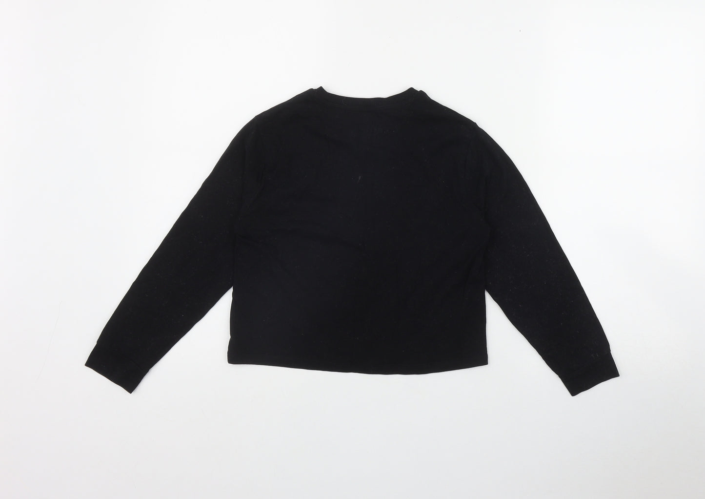 Marks and Spencer Girls Black  Cotton Basic T-Shirt Size 8-9 Years Round Neck