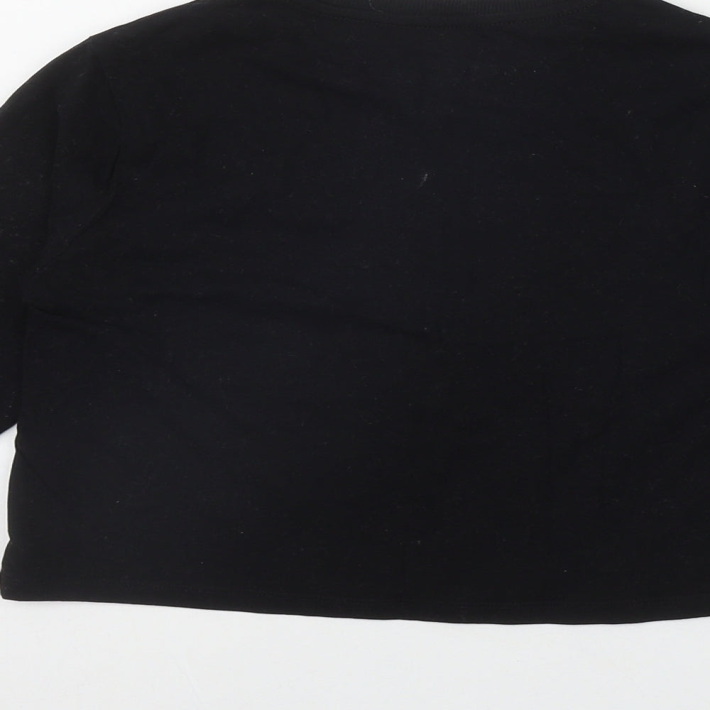 Marks and Spencer Girls Black  Cotton Basic T-Shirt Size 8-9 Years Round Neck