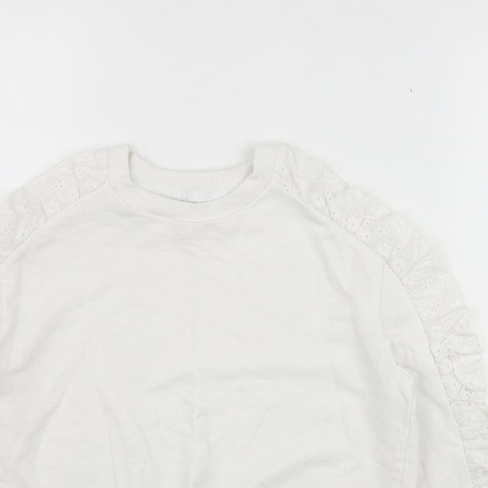 NEXT Girls White  Cotton Pullover Sweatshirt Size 8 Years