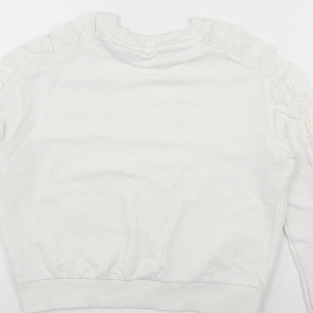 NEXT Girls White  Cotton Pullover Sweatshirt Size 8 Years
