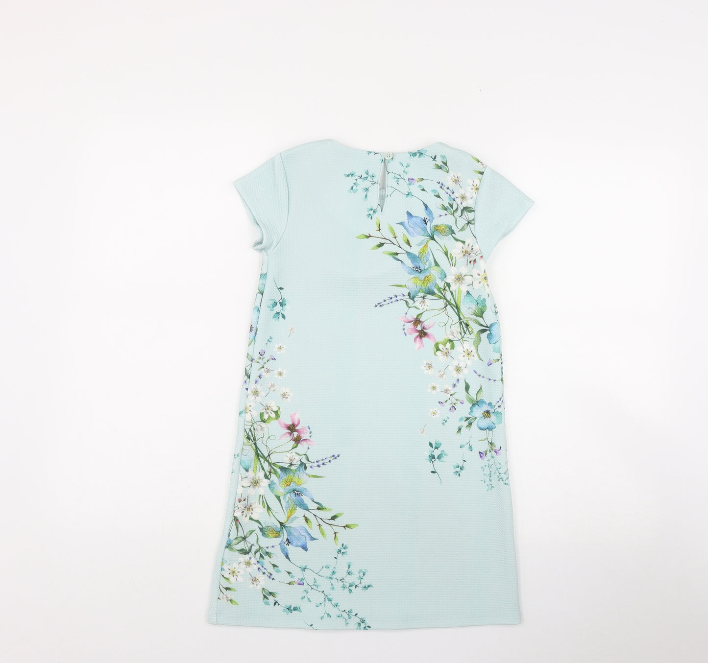NEXT Girls Green Floral Polyester A-Line  Size 8 Years  Round Neck Button