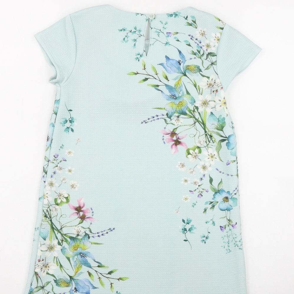NEXT Girls Green Floral Polyester A-Line  Size 8 Years  Round Neck Button