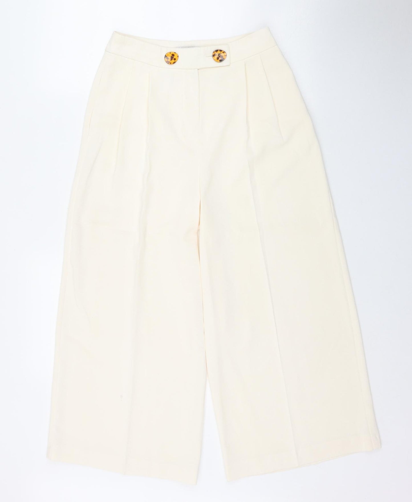 Topshop Womens Ivory  Polyester Trousers  Size 8 L20.5 in Regular