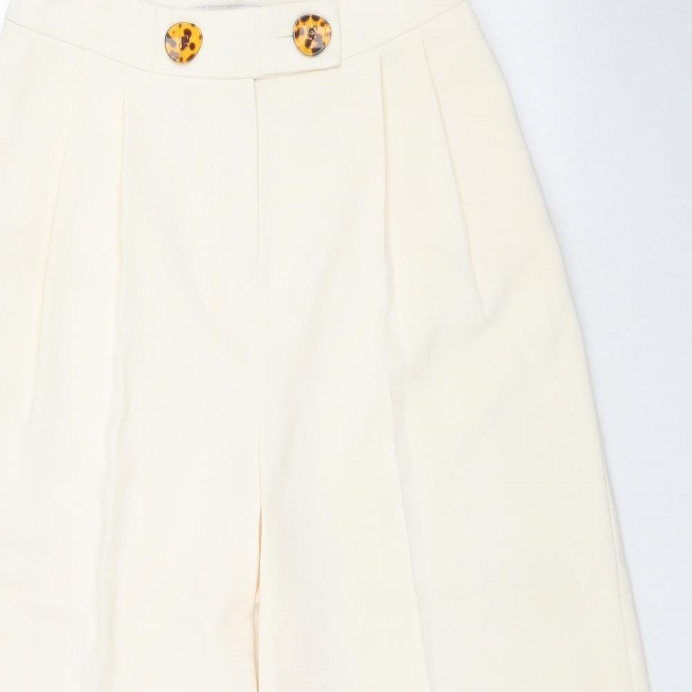 Topshop Womens Ivory  Polyester Trousers  Size 8 L20.5 in Regular