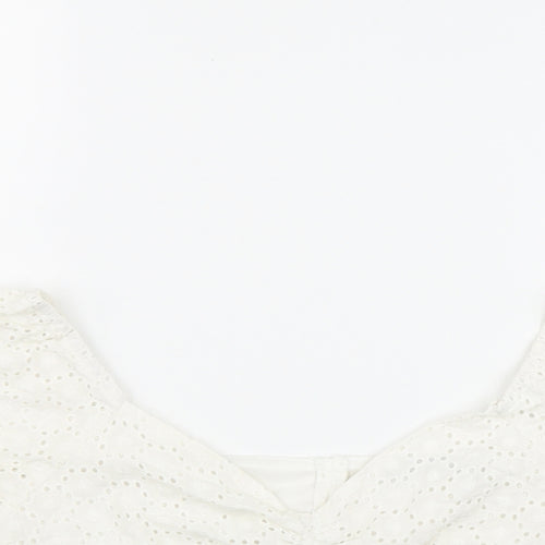 Fashion Union Womens White  Polyester Basic Blouse Size 10 V-Neck