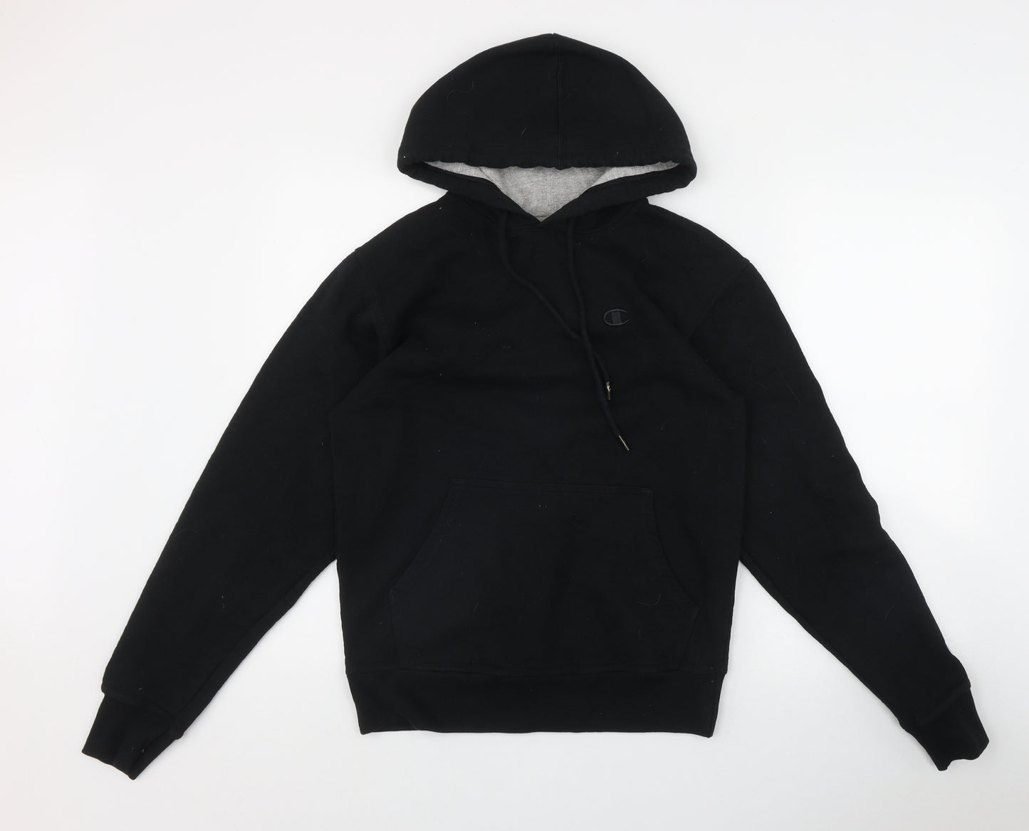 Champion Mens Black  Cotton Pullover Hoodie Size S
