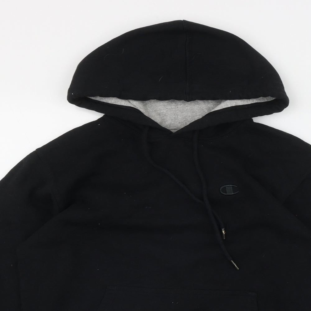 Champion Mens Black  Cotton Pullover Hoodie Size S