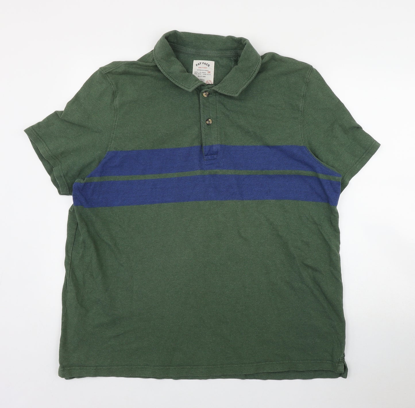 Fat Face Mens Green  Cotton  Polo Size 3XL Collared Button