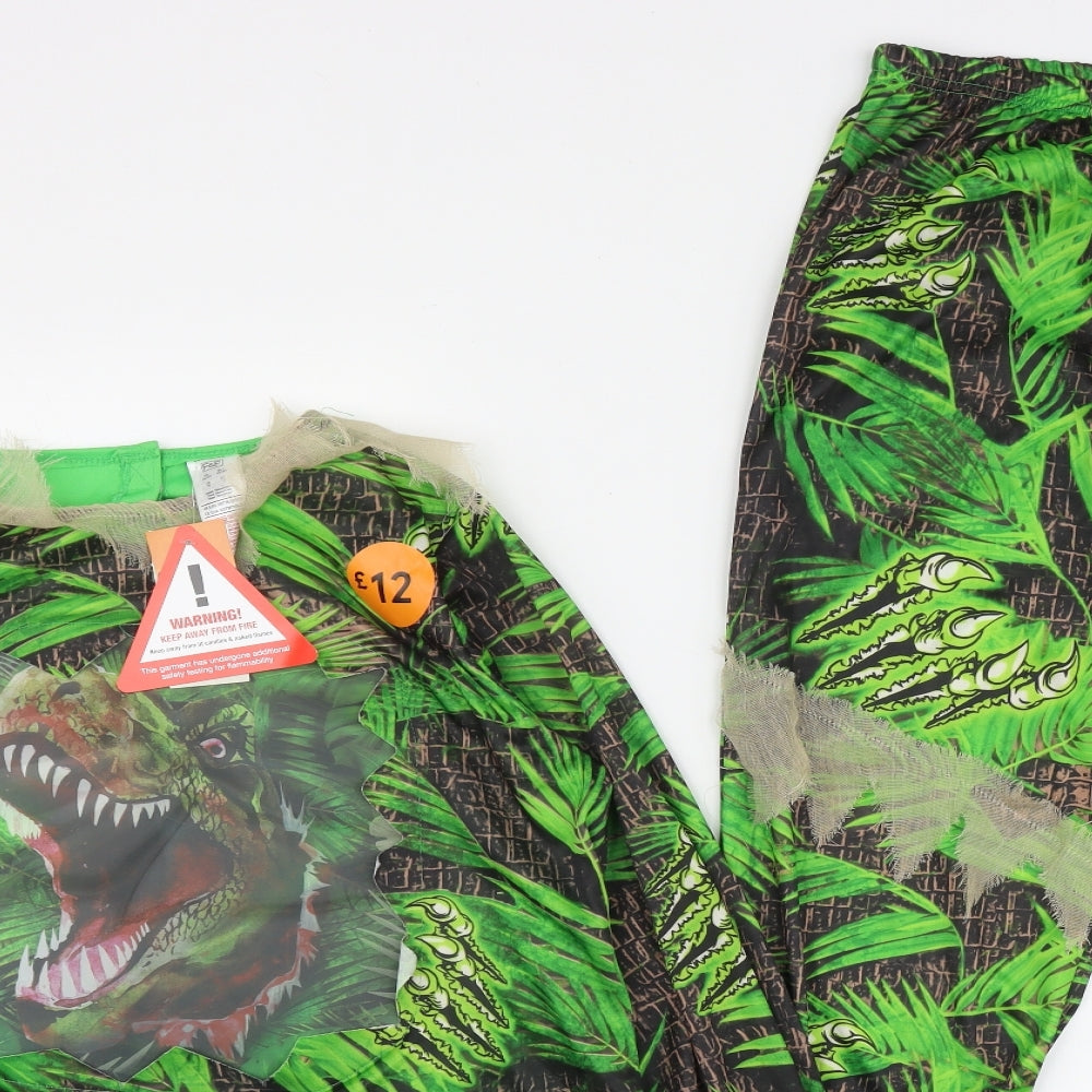F&F Boys Green Camouflage Polyester  Pyjama Set Size 13-14 Years  Hook & Loop - Dinosaur Fancy Dress