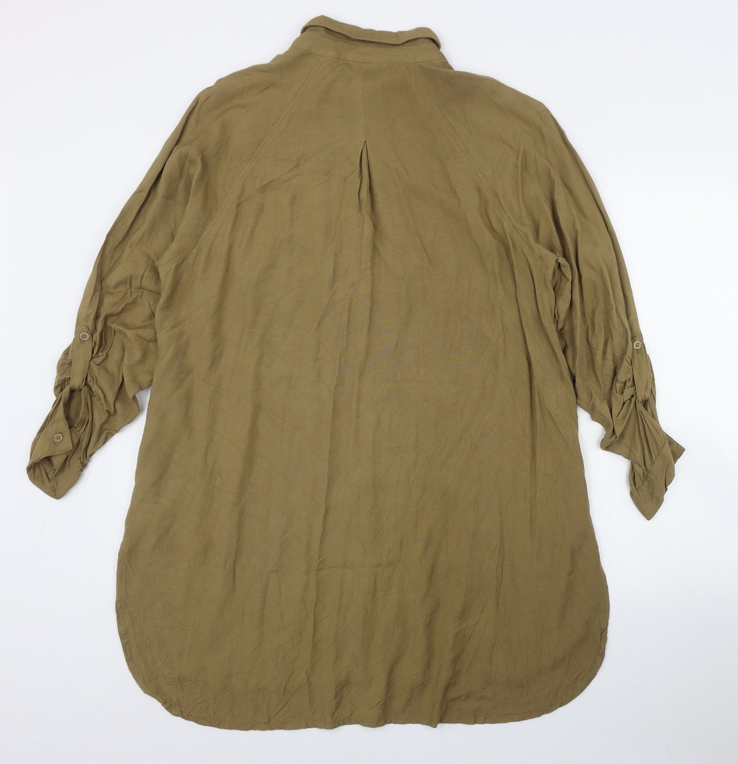 Simply Be Womens Green  Viscose Basic Button-Up Size 18 Collared