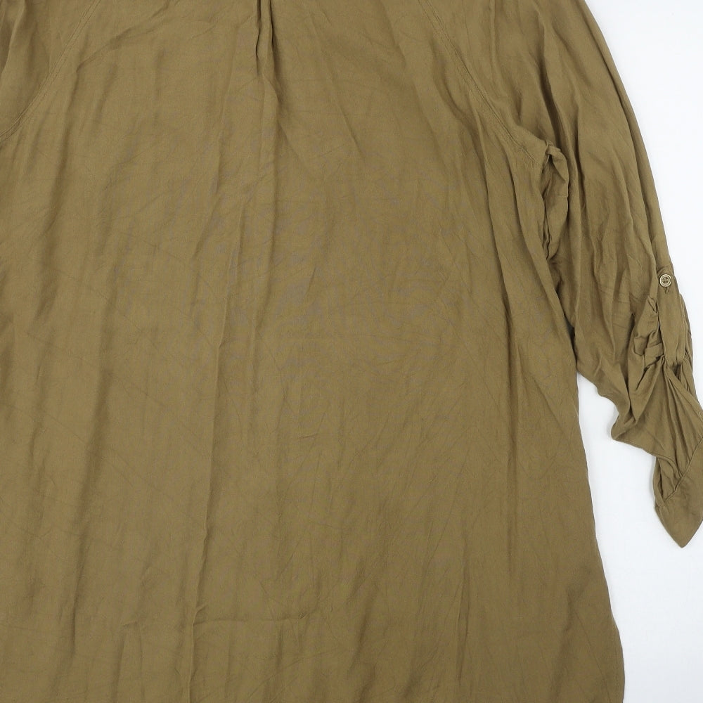 Simply Be Womens Green  Viscose Basic Button-Up Size 18 Collared