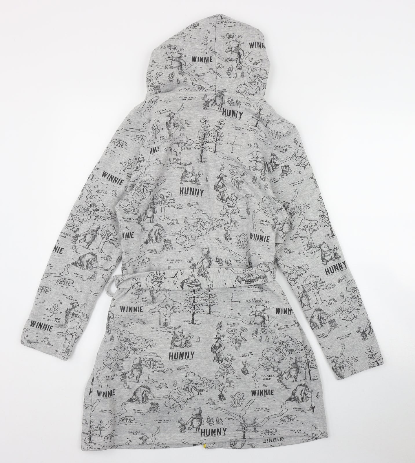 Primark Womens Grey Geometric Polyester Top Robe Size 6  Tie - Winnie the Pooh