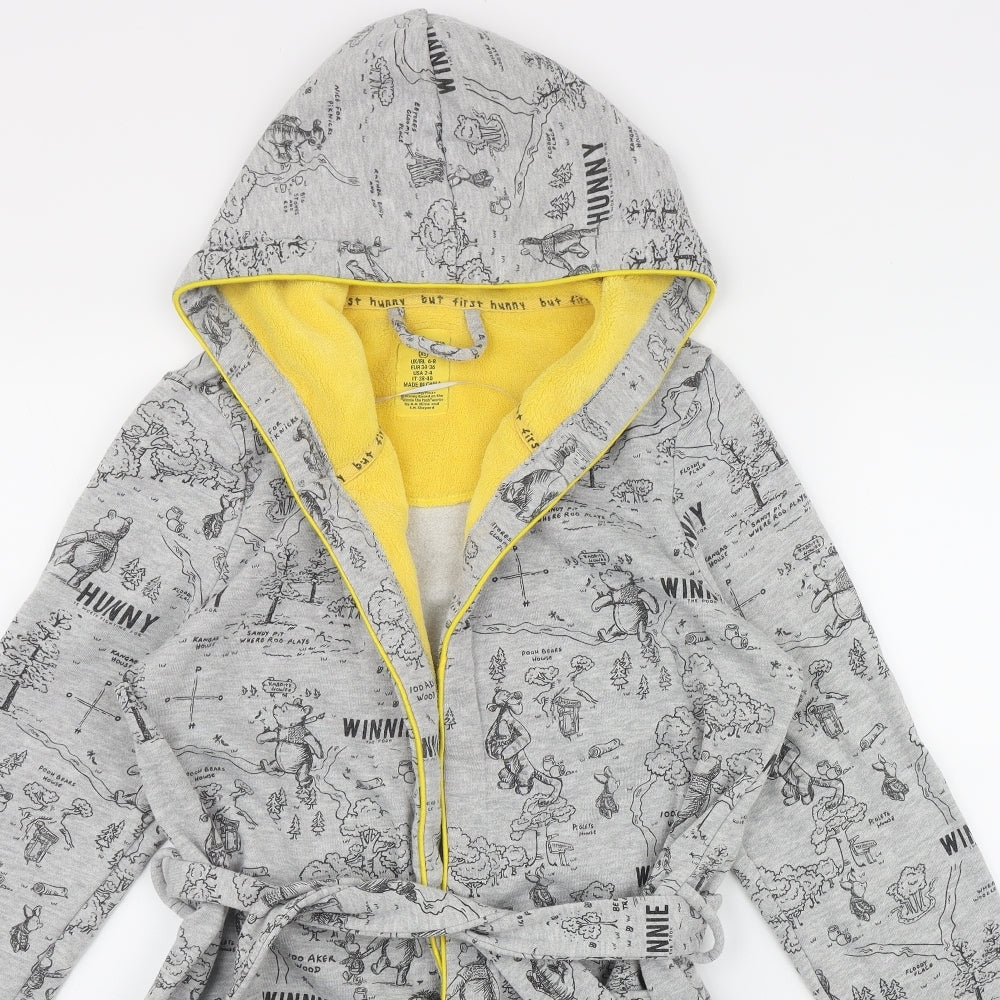 Primark Womens Grey Geometric Polyester Top Robe Size 6  Tie - Winnie the Pooh