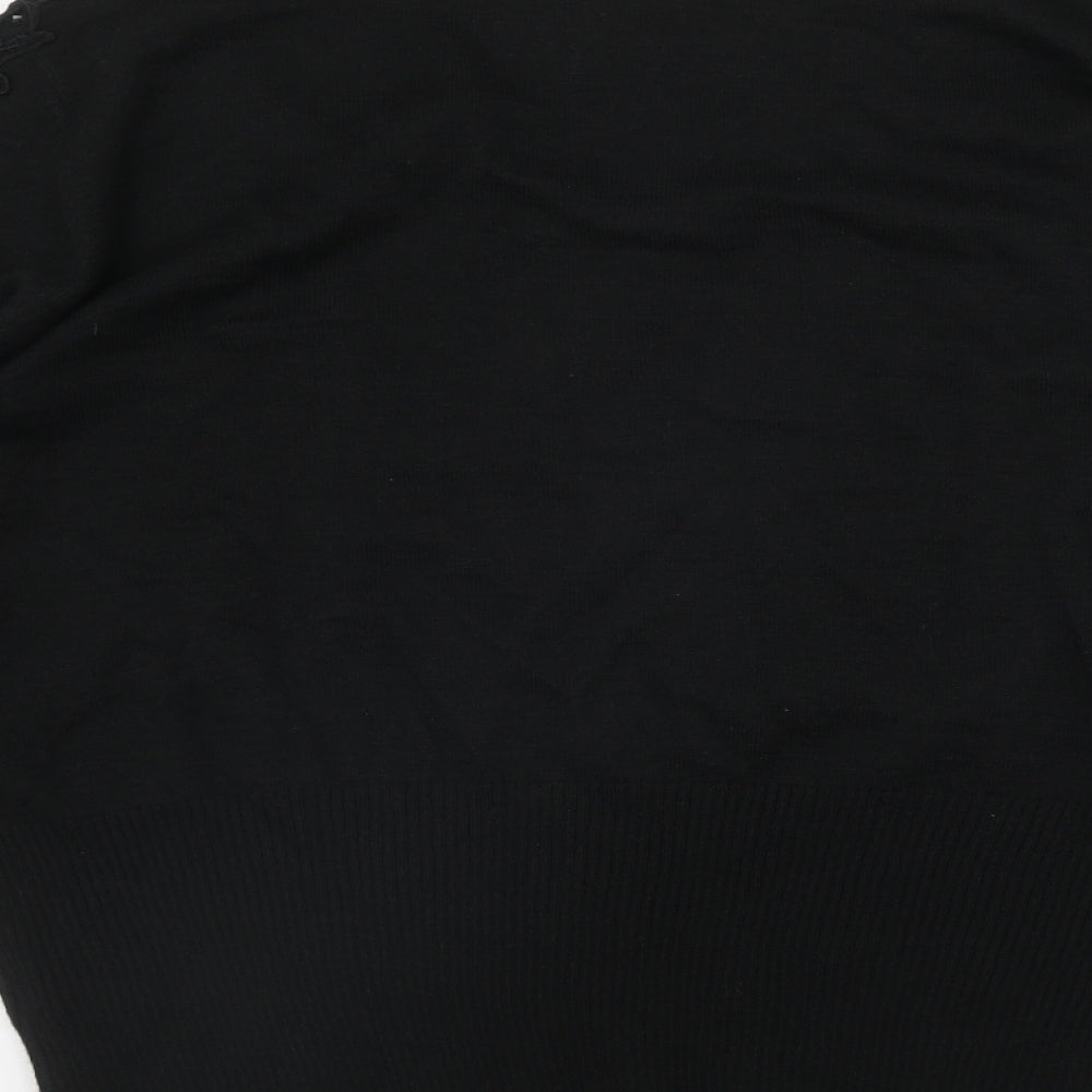 Together Womens Black V-Neck  Acrylic Pullover Jumper Size 22
