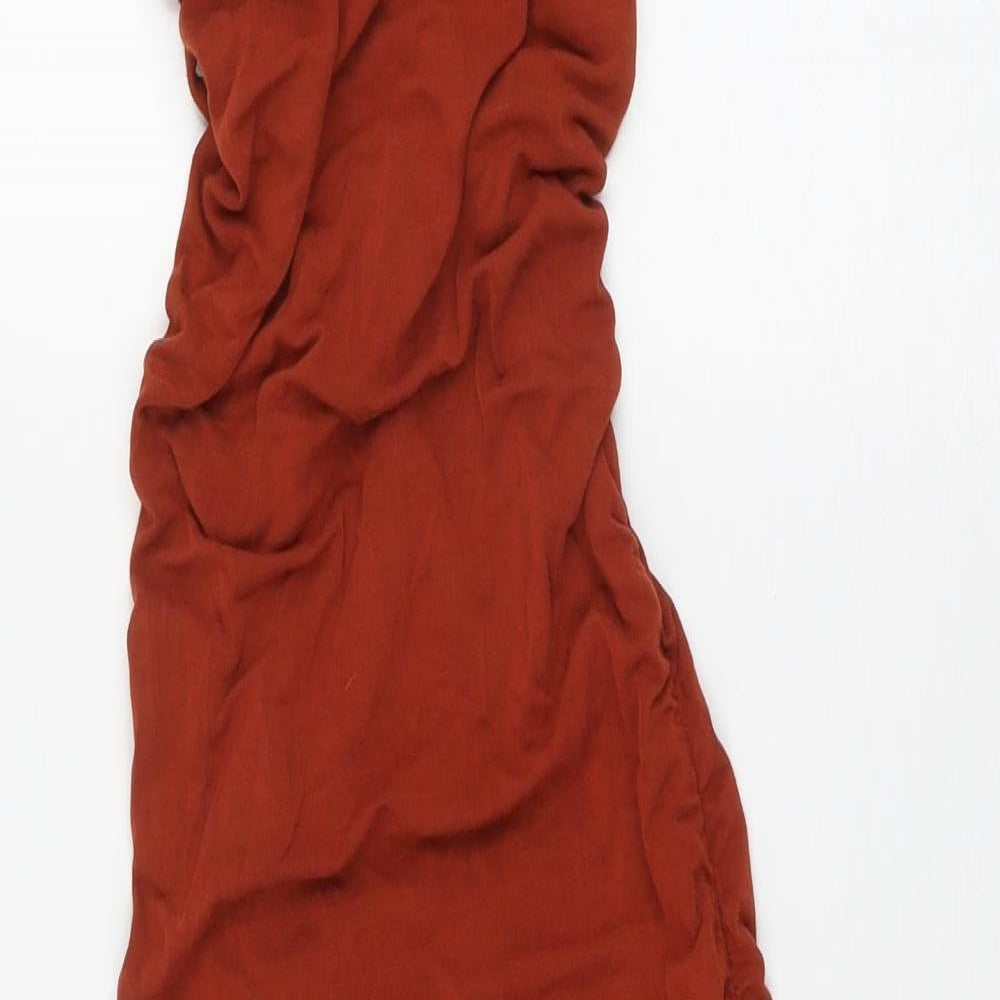ASOS Womens Orange  Viscose Bodycon  Size 8  Off the Shoulder