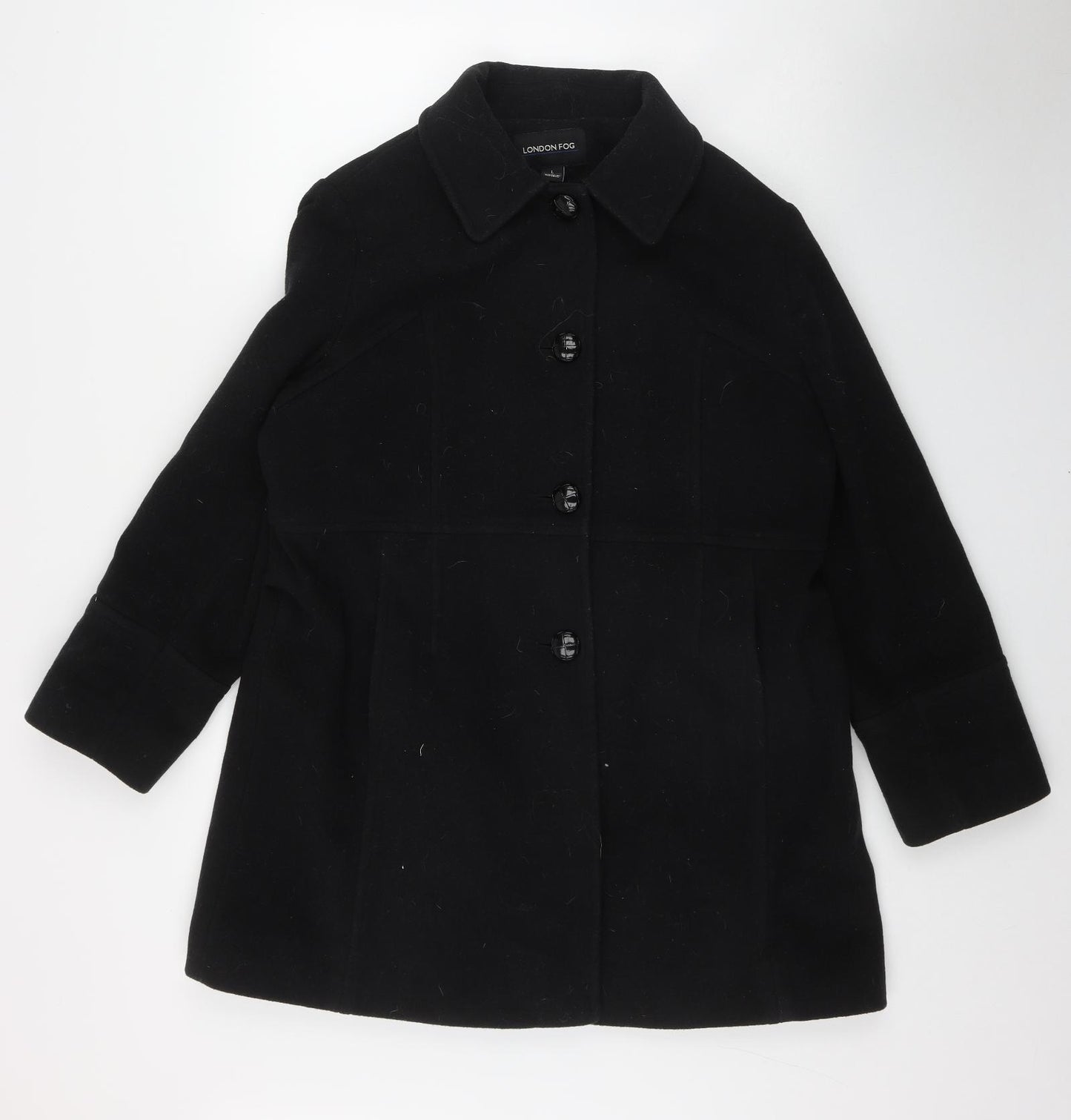 London Fog  Womens Black   Jacket Coat Size L  Button
