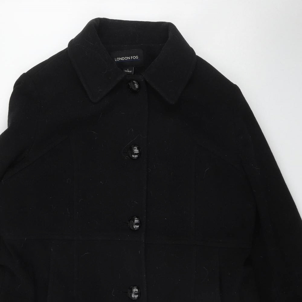 London Fog  Womens Black   Jacket Coat Size L  Button