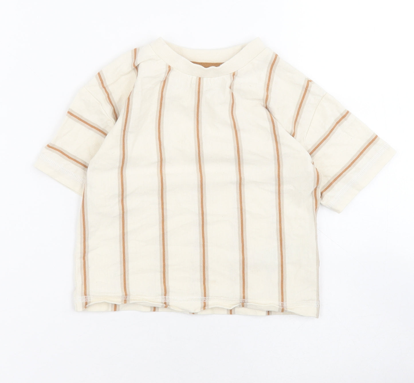 NEXT Baby Beige Striped 100% Cotton Pullover T-Shirt Size 6-9 Months Round Neck Pullover