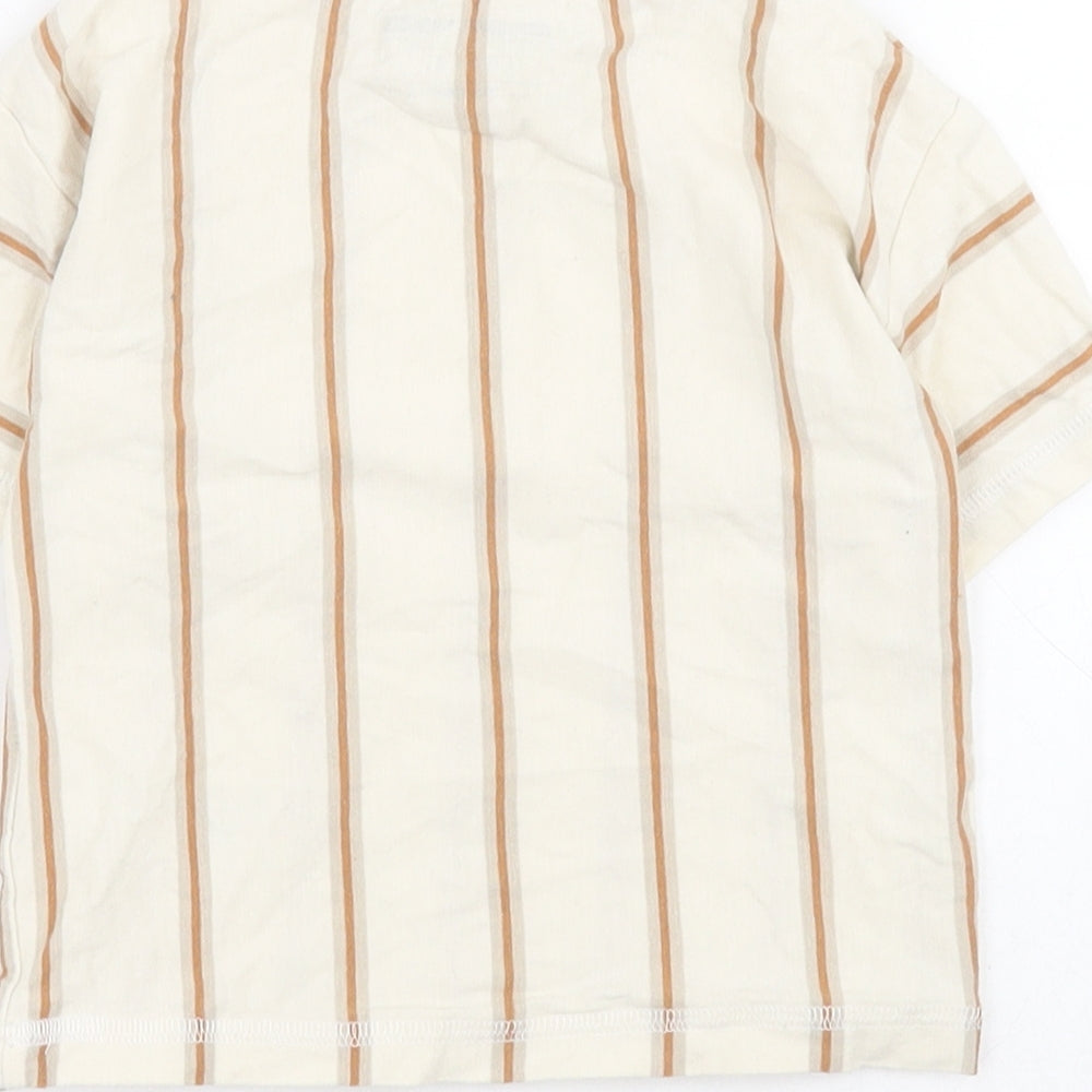 NEXT Baby Beige Striped 100% Cotton Pullover T-Shirt Size 6-9 Months Round Neck Pullover