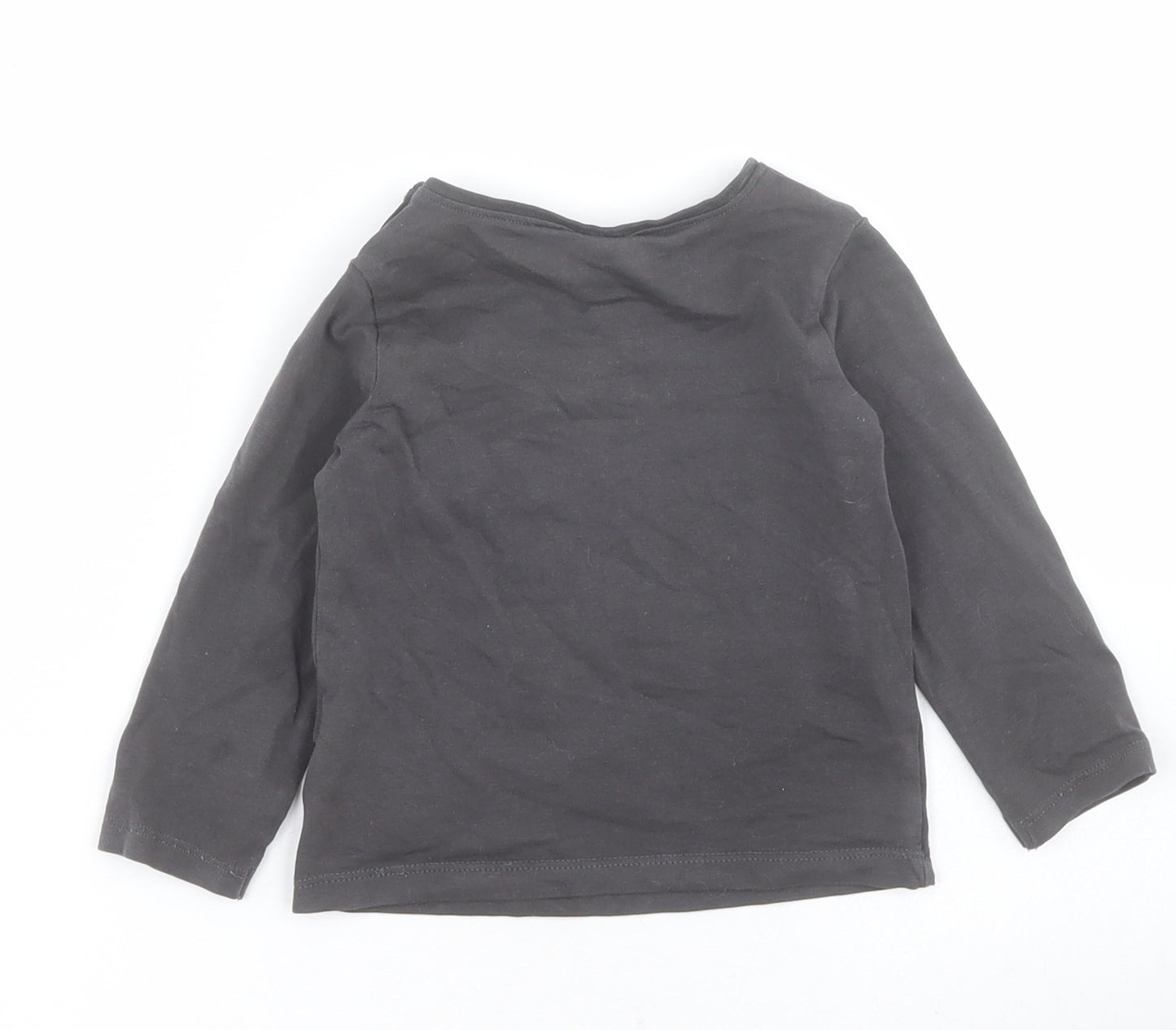 NEXT Baby Grey  Cotton Pullover T-Shirt Size 9-12 Months Round Neck Snap - Tiger