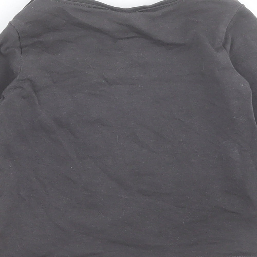 NEXT Baby Grey  Cotton Pullover T-Shirt Size 9-12 Months Round Neck Snap - Tiger