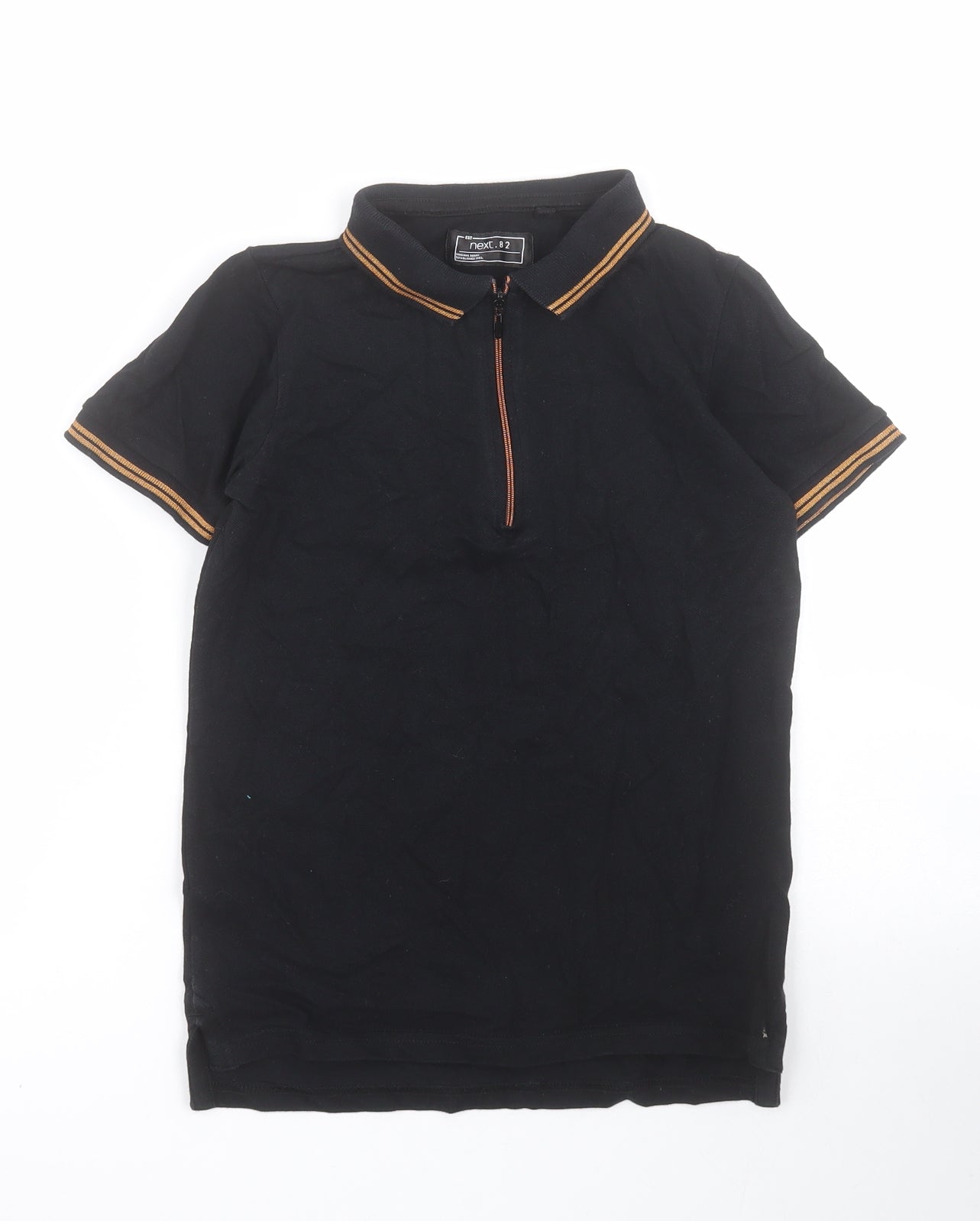 NEXT Boys Black  Cotton Pullover Polo Size 7 Years Collared Button