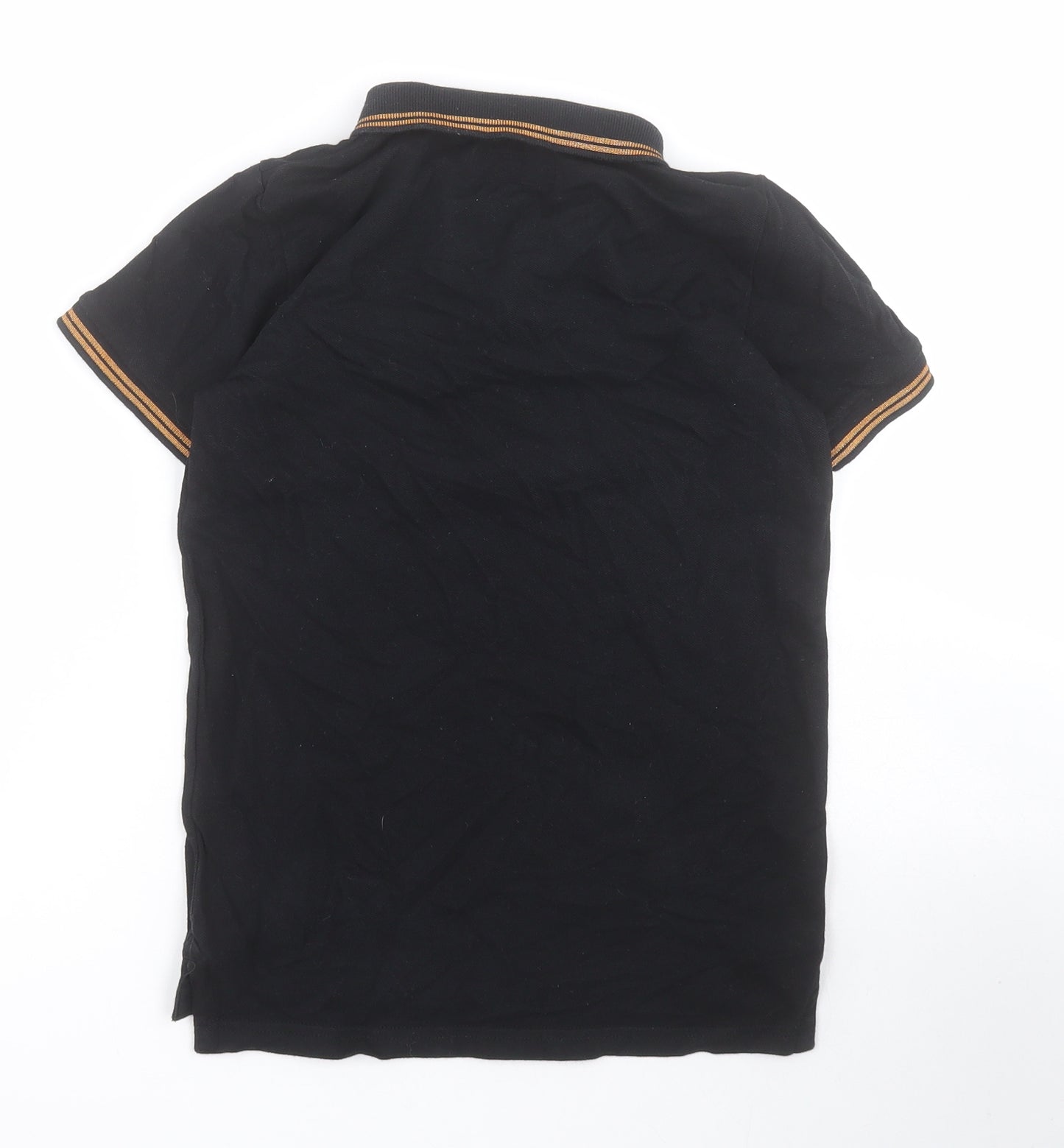 NEXT Boys Black  Cotton Pullover Polo Size 7 Years Collared Button