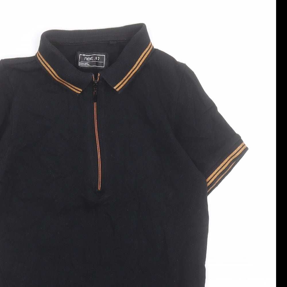 NEXT Boys Black  Cotton Pullover Polo Size 7 Years Collared Button