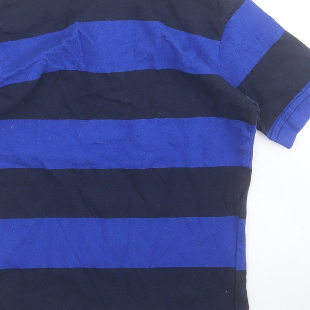 Ralph Lauren Boys Blue Striped Cotton Pullover Polo Size 3 Years Collared Button