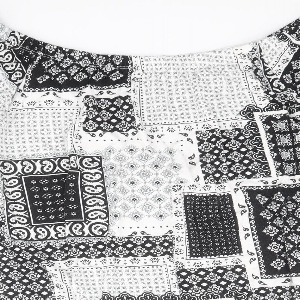 George Womens Black Geometric Viscose Basic Blouse Size 18 Off the Shoulder