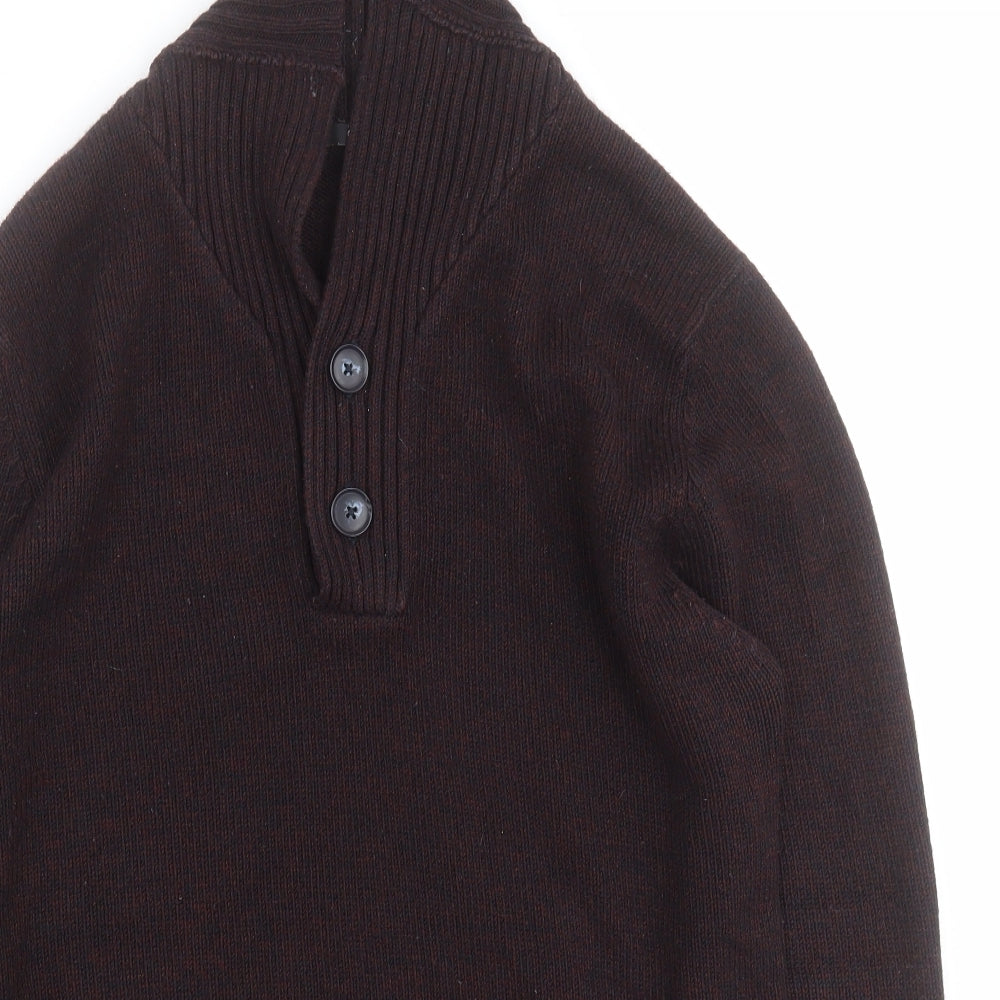 George Mens Brown High Neck  Acrylic Pullover Jumper Size M