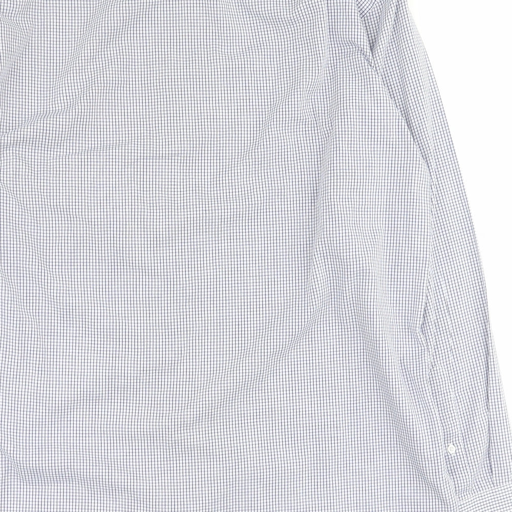 Taylor and Wright Mens Blue Check Polyester  Button-Up Size 17 Collared Button