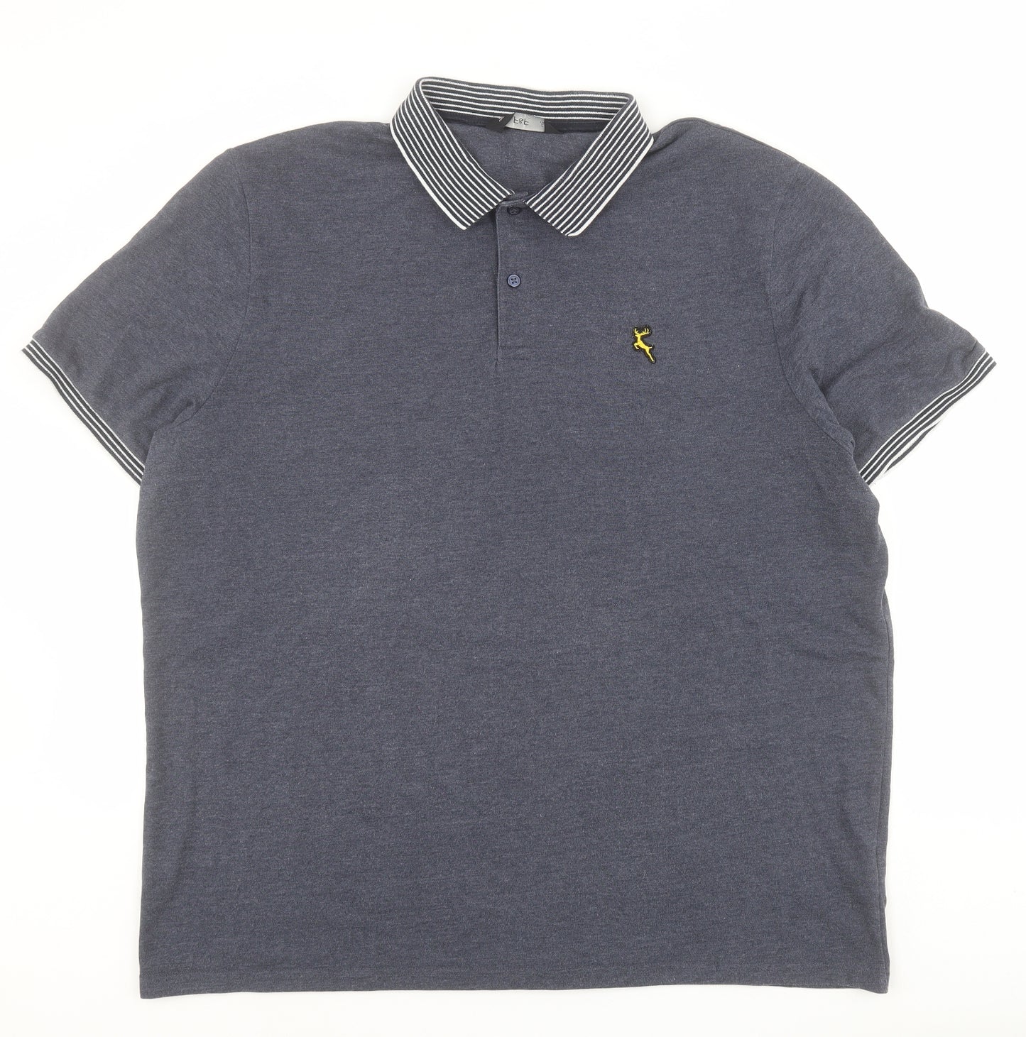 F&F Mens Blue  Polyester  Polo Size 2XL Collared Button