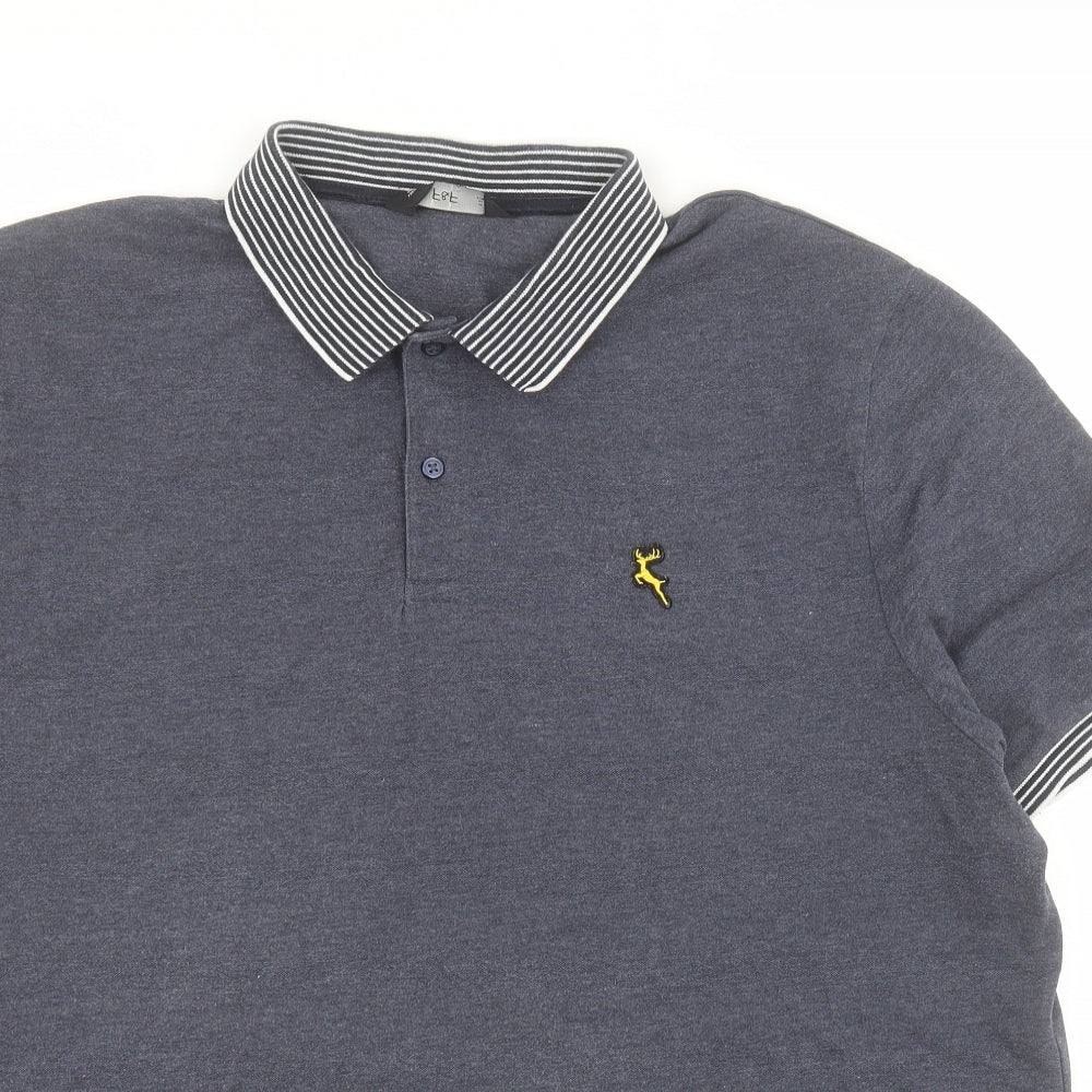 F&F Mens Blue  Polyester  Polo Size 2XL Collared Button