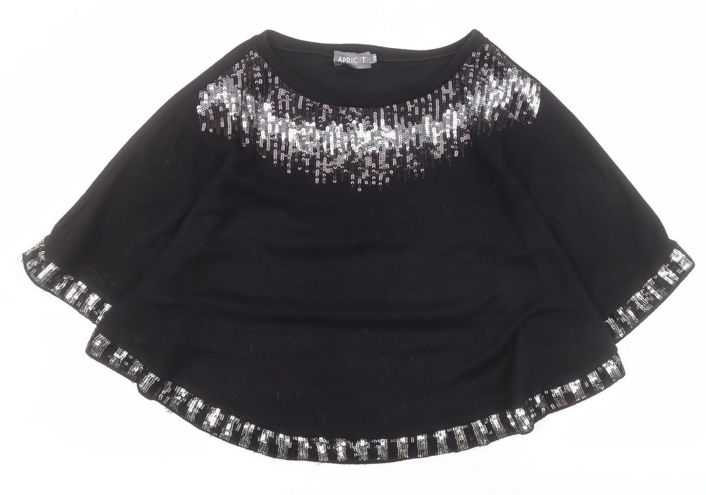 Apricot Womens Black Round Neck  Cotton Pullover Jumper Size S