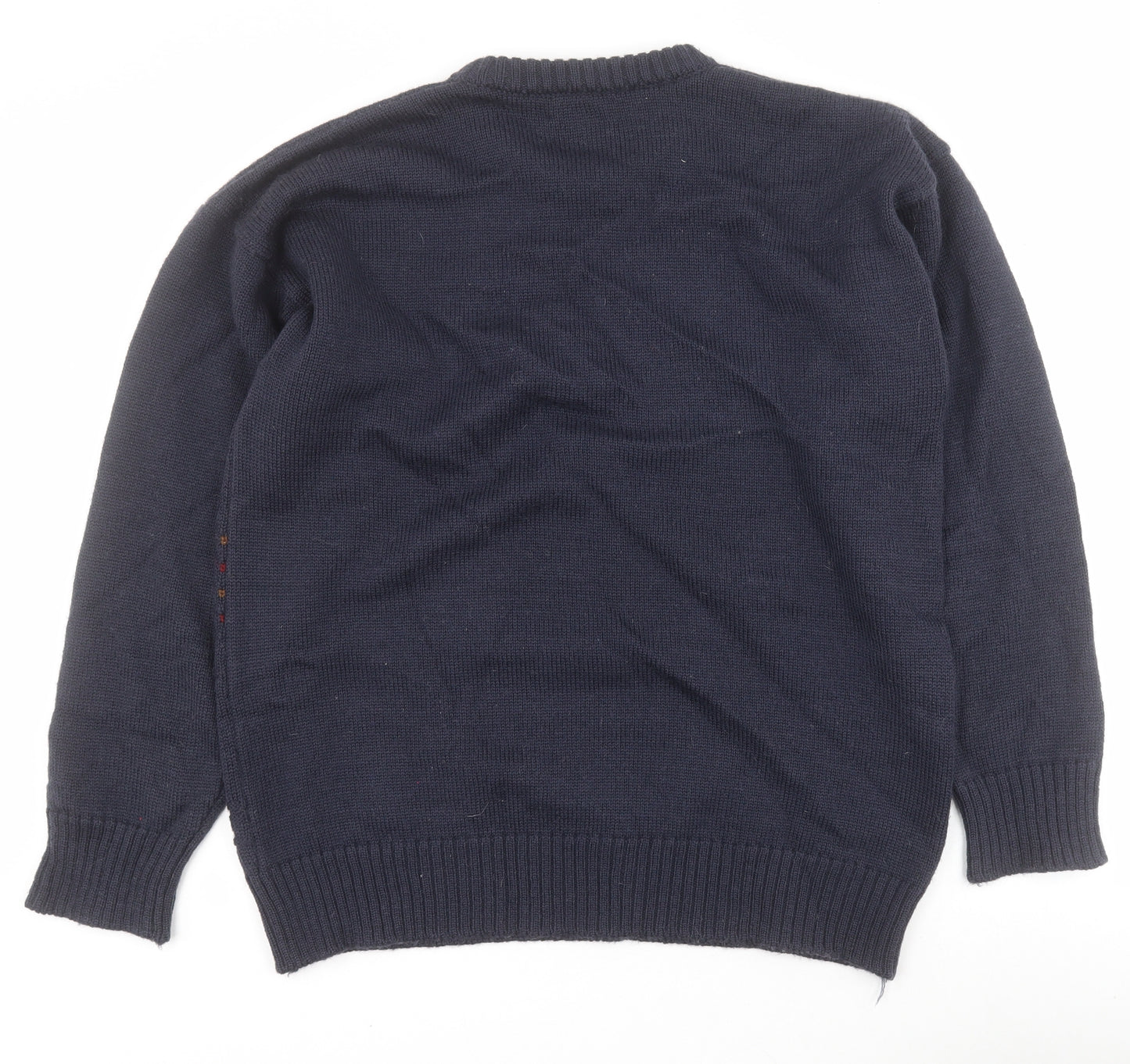 Lilian Mens Blue Round Neck  Wool Pullover Jumper One Size   - 107cm