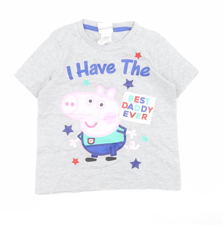 ABD Ltd Boys Grey Cotton Pullover Polo Size 4-5 Years Round Neck Pullover - Peppa Pig