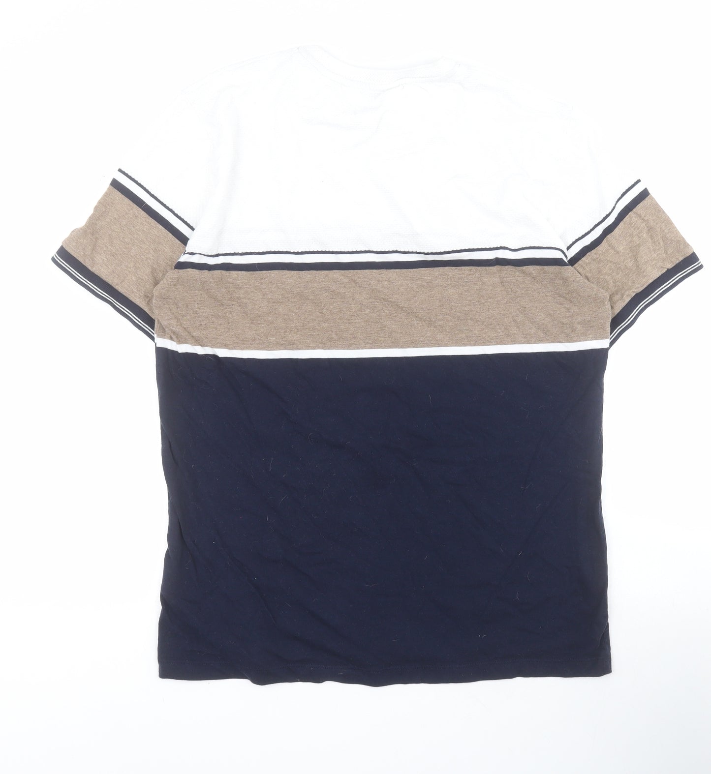 NEXT Mens Blue Striped Cotton  T-Shirt Size L Crew Neck