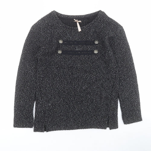 NEXT Girls Black Round Neck  Polyester Pullover Jumper Size 8 Years  Pullover