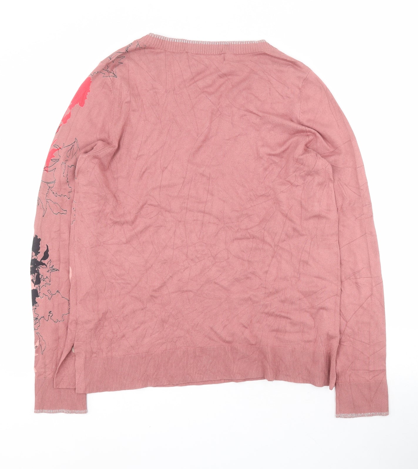 NEXT Womens Pink Round Neck Floral Viscose Pullover Jumper Size 12