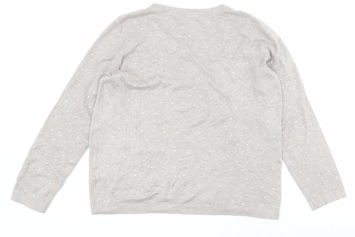 TU Womens Beige Round Neck  Viscose Pullover Jumper Size 14