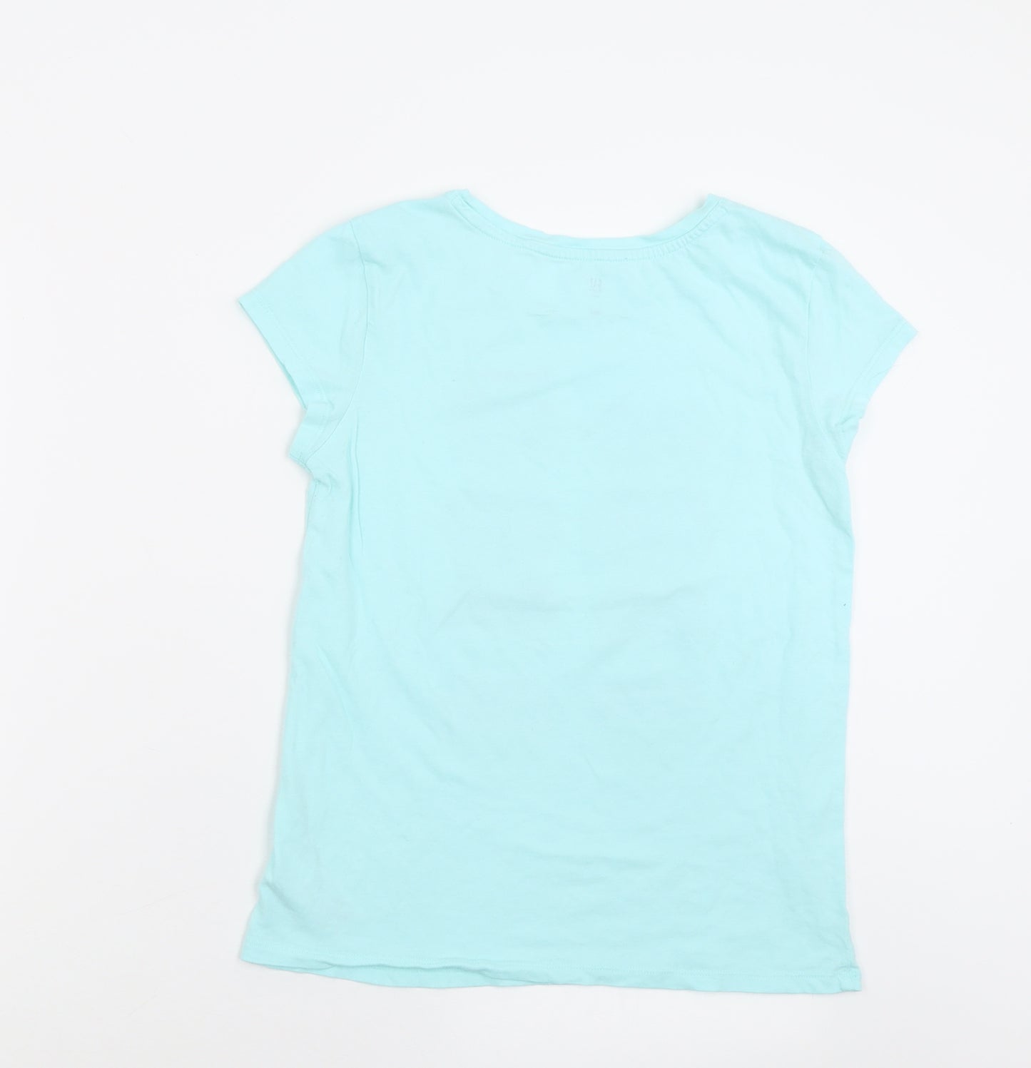 Gap Girls Blue  Cotton Basic T-Shirt Size 13 Years Crew Neck Pullover - Dreamer