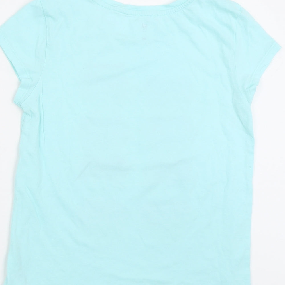 Gap Girls Blue  Cotton Basic T-Shirt Size 13 Years Crew Neck Pullover - Dreamer