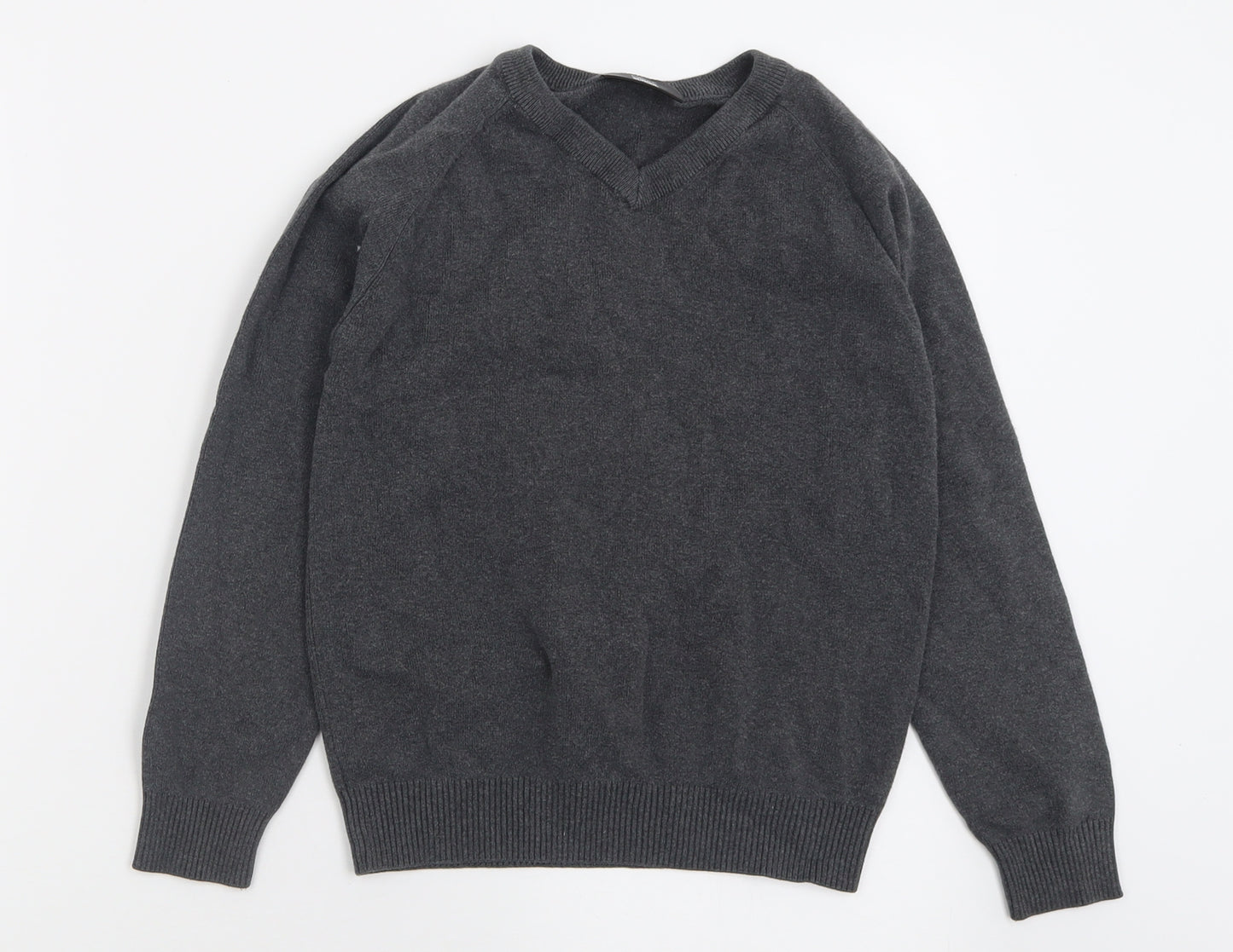 NEXT Boys Grey V-Neck  Cotton Pullover Jumper Size 9-10 Years  Pullover - School Wear
