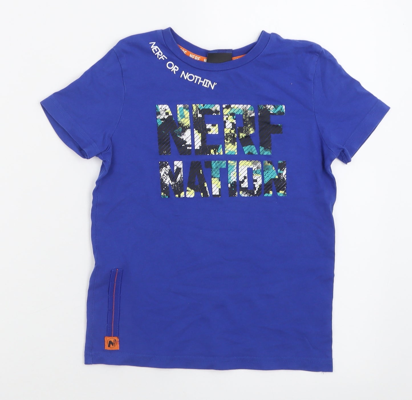 gelrge Boys Blue  Cotton Basic T-Shirt Size 6-7 Years Crew Neck Pullover - Nerf
