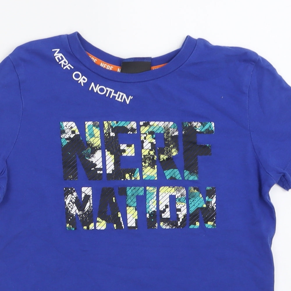 gelrge Boys Blue  Cotton Basic T-Shirt Size 6-7 Years Crew Neck Pullover - Nerf