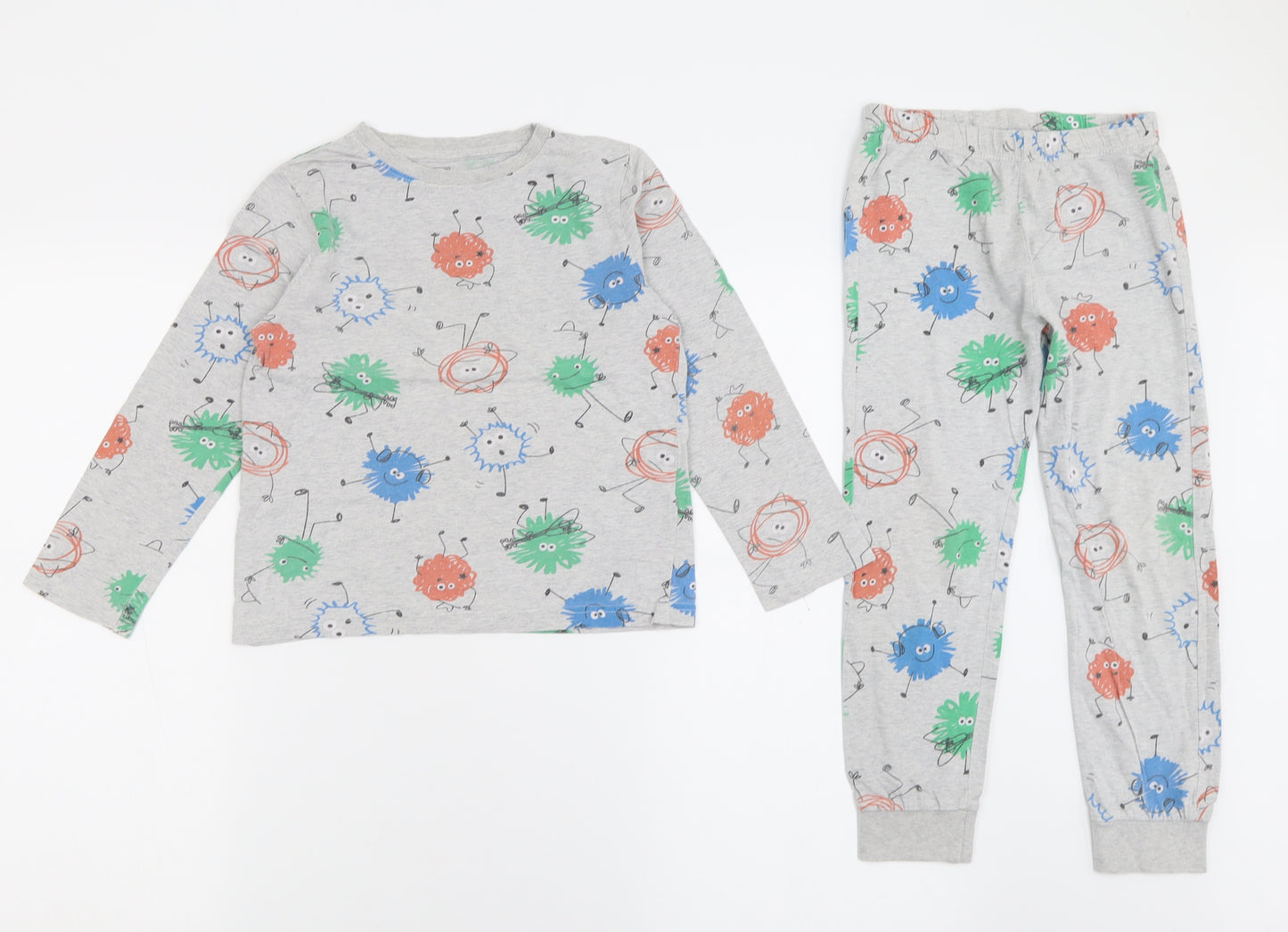 F&F Boys Grey Geometric Cotton  Pyjama Set Size 5-6 Years  Pullover