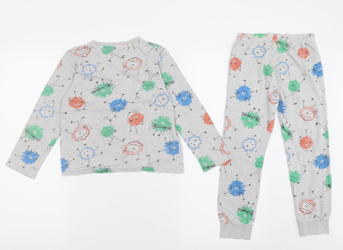 F&F Boys Grey Geometric Cotton  Pyjama Set Size 5-6 Years  Pullover