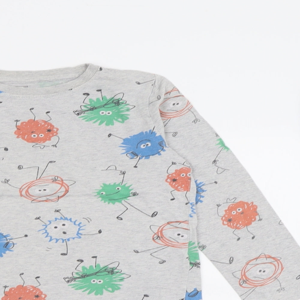 F&F Boys Grey Geometric Cotton  Pyjama Set Size 5-6 Years  Pullover