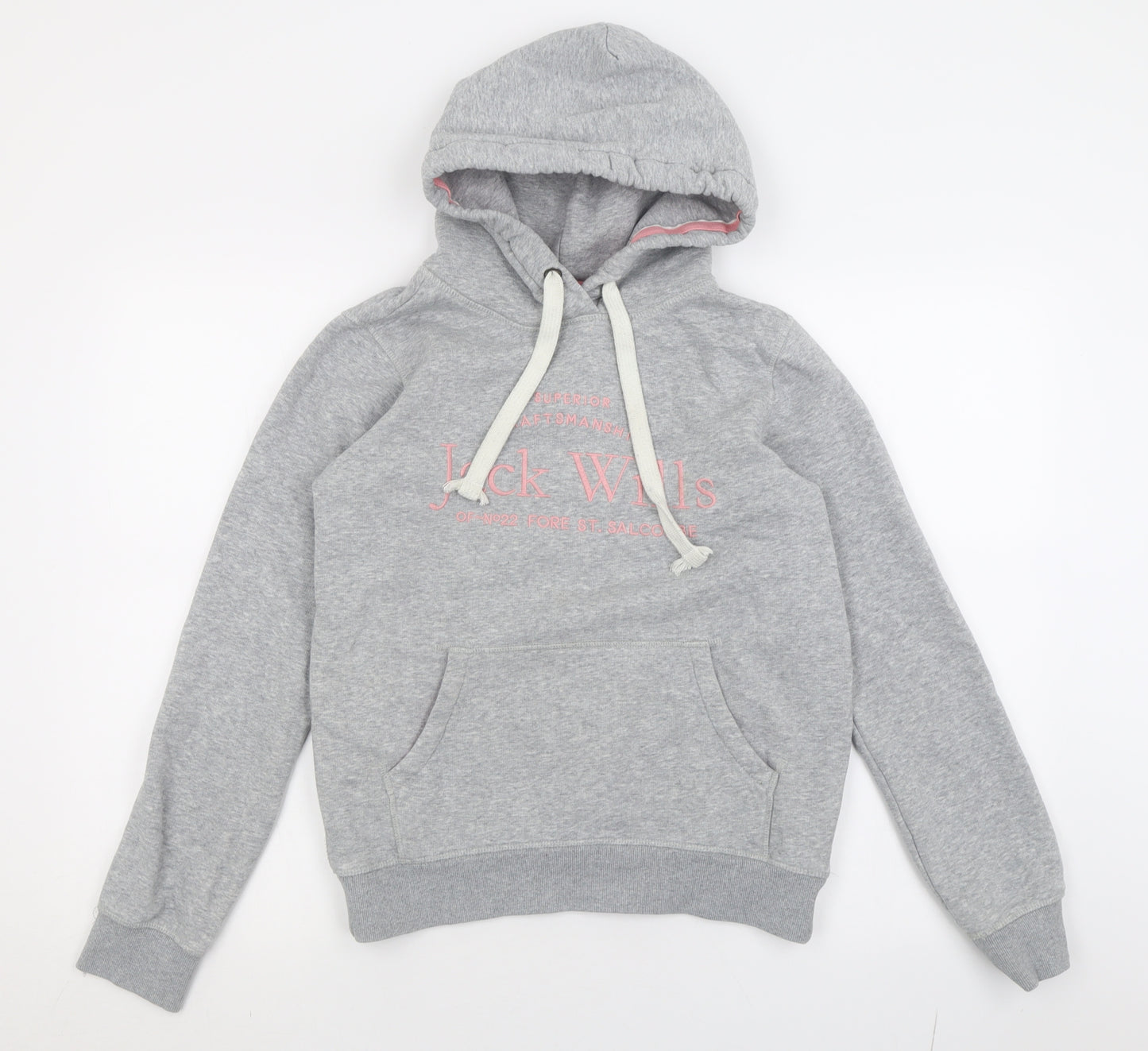 Jack Wills Womens Grey  Cotton Pullover Hoodie Size 8  Pullover